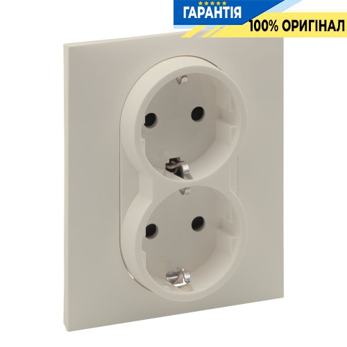 Розетка 2-а. із з/к та шторками (пруж.клеми) 16А/250V Legrand Suno 721226 слонова кістка