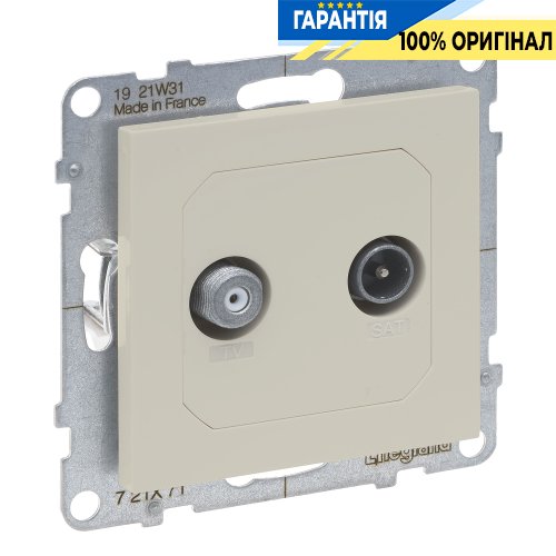 Розетка TV-SAT «зірка» на 2 кабеля Legrand Suno 721271 слонова кістка