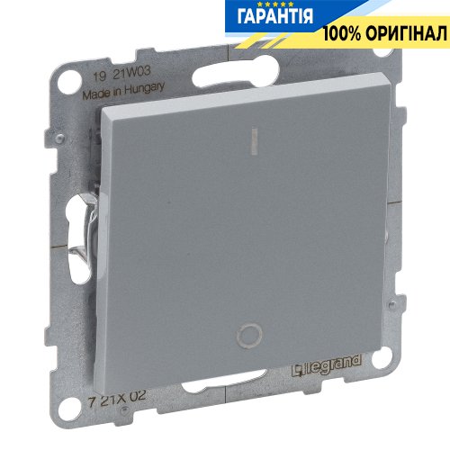 Вимикач 1-кл 2-полюсий (гвинт. клеми) 10А/250V Legrand Suno 721302 алюміній