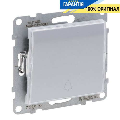 Кнопка 1-кл с держателем этикеткиы 6A/250V Legrand Suno 721310 алюминий