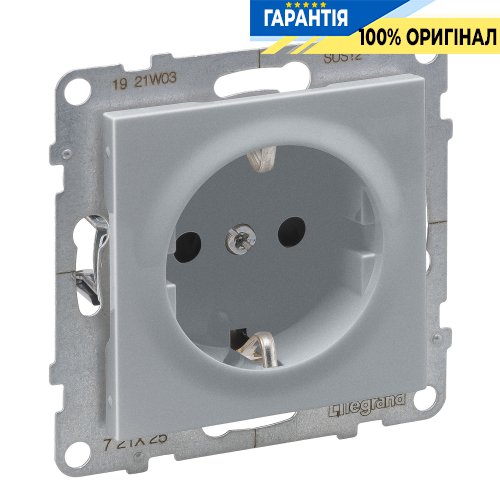 Розетка із з/к та шторками (гвинт. клеми) 16А/250V Legrand Suno 721325 алюміній