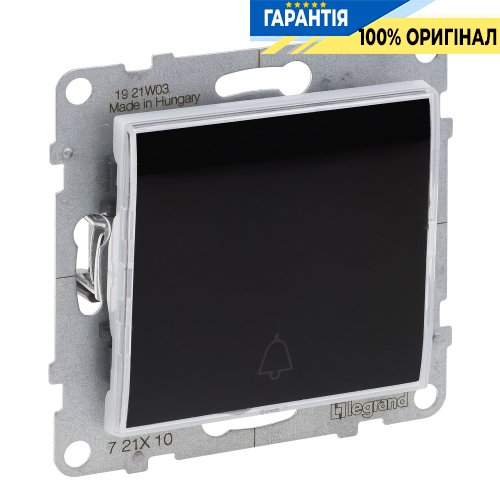 Кнопка 1-кл з тримачем етикети 6A/250V Legrand Suno 721410 чорний