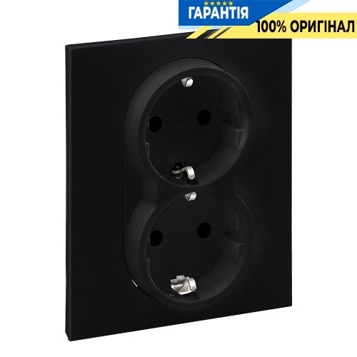 Розетка 2-а. із з/к та шторками (пруж.клеми) 16А/250V Legrand Suno 721426 чорний