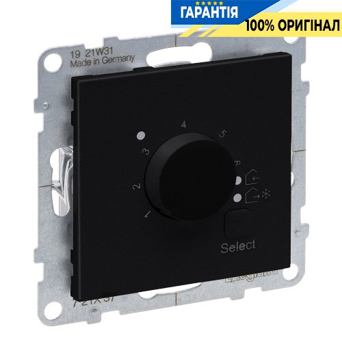 Термостат для теплого пола -5...+35гр. 16А/230VA Legrand Suno 721437 черный