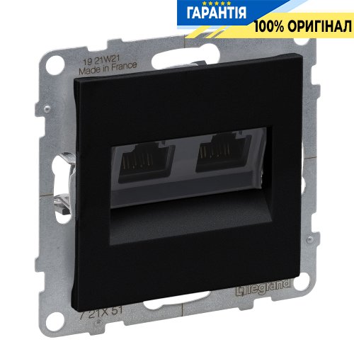 Розетка компьютерна 2-а RJ45 Cat5E/UTP Legrand Suno 721451 чорний