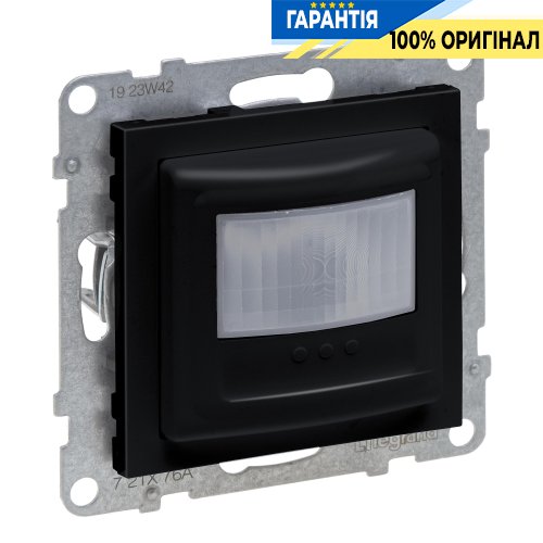 Датчик руху універсальний з регулюванням без нейтралі 100Вт/230V LED Legrand Suno 721476A чорний