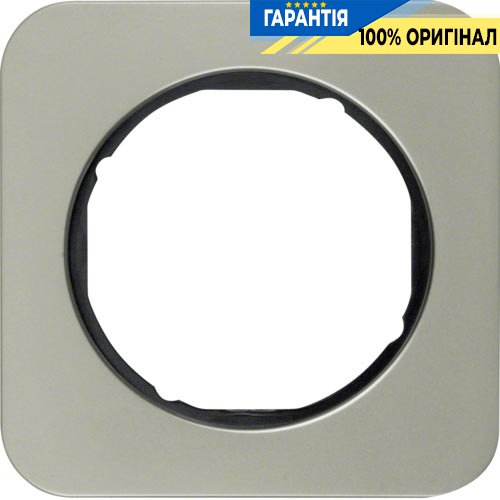 Рамка 1-я нержавеющая сталь/чёрный, R.1, Berker 10112104
