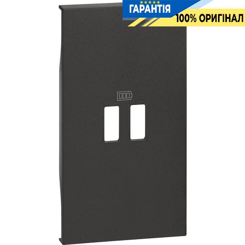 Лицьова панель Bticino Living Now для зарядних пристроїв USB (2-модулі), колір чорний KG12C