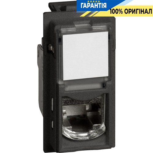 Розетка Bticino Living Now комп'ютерна RJ45 cat6a UTP (1-модуль), колір чорний KG4279C6A