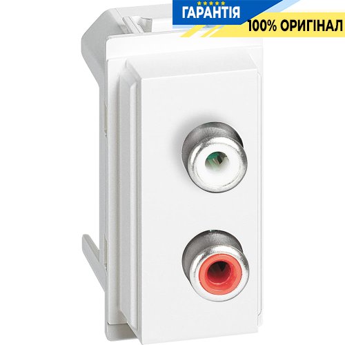 Розетка Bticino Living Now з двома роз'ємами RCA (1-модуль), колір білий KW4269R