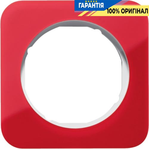 Рамка 1-а червоний-прозорий/полярна білизна (глянсовий), акрил, Berker R.1 10112349