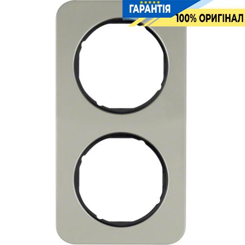 Рамка 2-я нержавеющая сталь/чёрный, R.1, Berker 10122104