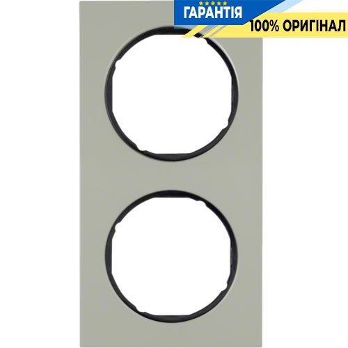 Рамка 2-я нержавеющая сталь/чёрный, R.3, Berker 10122204
