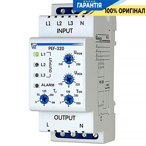Електронний перемикач фаз ПЕФ-320, DIN 16А 3х400V+N/230V AC Novatek (Новатек) NTPEF3200