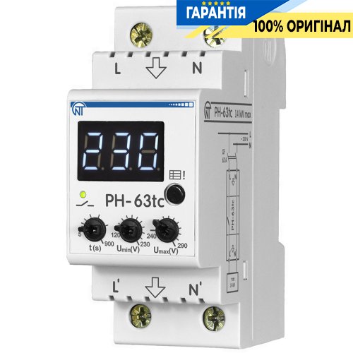 Реле напруги 1ф 63А din РН-63tз термозахистом Novatek (Новатек) NTRN06302