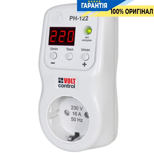 Реле напряжения РН-122 в розетку, 16А, 220В, индикация, (кнопочное управление) Novatek (Новатек) NTRN12200