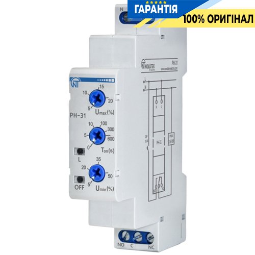 Реле напряжения 1-ф. 0-600 сек. 95-450V 1ПК 16A/230V PH-31 Novatek (Новатек) NTRN31000