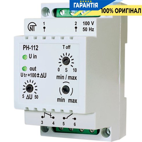 Универсальное реле мин/макс. напряжения однофазное 100 V, без индикации РН-112 Novatek (Новатек) NTRN122LV