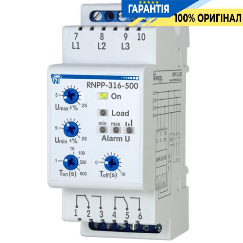 Трифазне реле напруги та контролю фаз РНВП-316-500 Novatek (Новатек) NTRNP3160