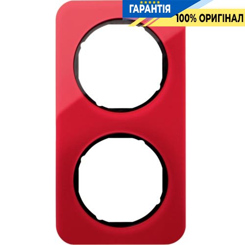 Рамка 2-а червоний прозорий/чорний (глянсовий), акрил, R.1, Berker 10122344