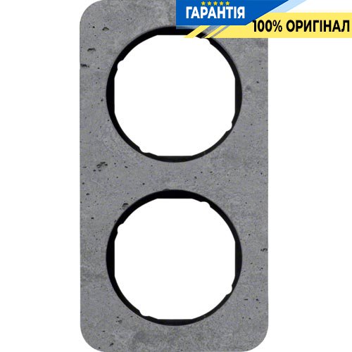 Рамка 2-я серый/чёрный (глянцевый), бетон, R.1, Berker 10122374