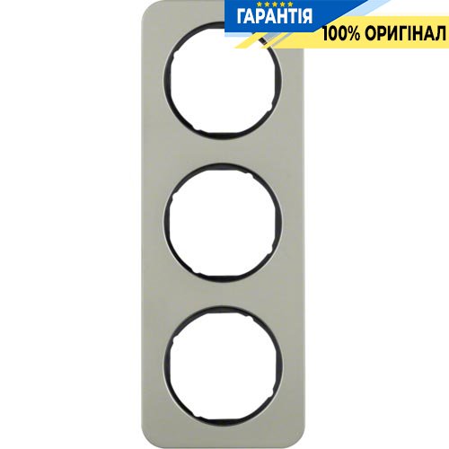 Рамка 3-а нержавіюча сталь/чорний, R.1, Berker 10132104