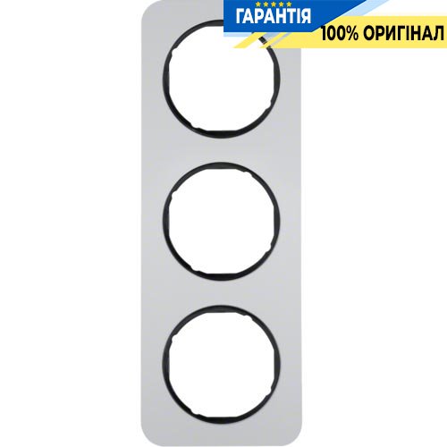 Рамка 3-а алюміній/чорний (глянсовий), R.1, Berker 10132184