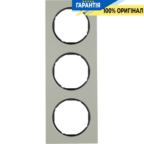 Рамка 3-а нержавіюча сталь/чорний, R.3, Berker 10132204