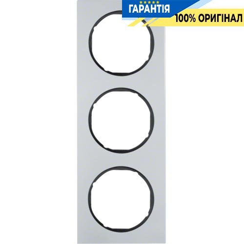Рамка 3-а алюміній/чорний, R.3, Berker 10132284