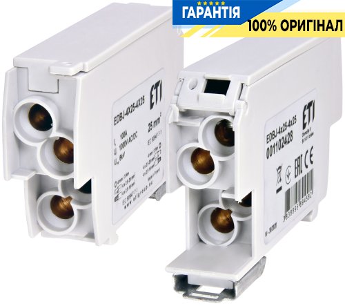 Розподільний блок EDBJ-4x25-4x25 (100A, 1000V AC/1500V DC, IN: 4x25, OUT: 4x25, сірий) ETI 1102428