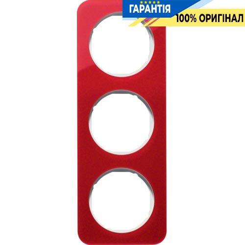 Рамка 3-а червоний прозорий/полярна білизна (глянцевий), акрил, R.1, Berker 10132349