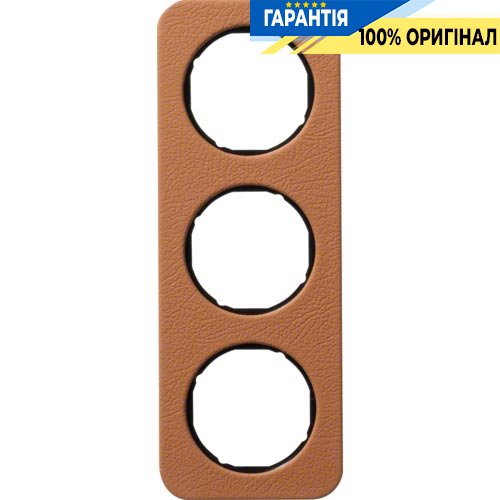 Рамка 3-я коричневый/чёрный (глянцевый), кожа, R.1, Berker 10132364