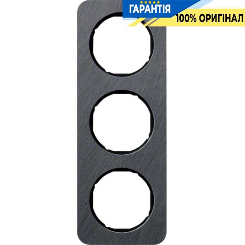 Рамка 3-я антрацит/чёрный (глянцевый), сланец, R.1, Berker 10132384