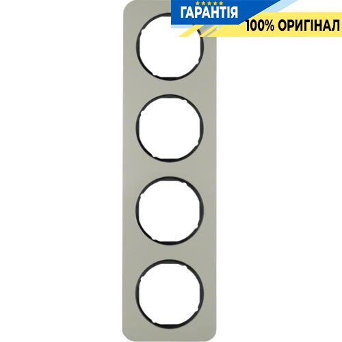 Рамка 4-а нержавіюча сталь/чорний, R.1, Berker 10142104