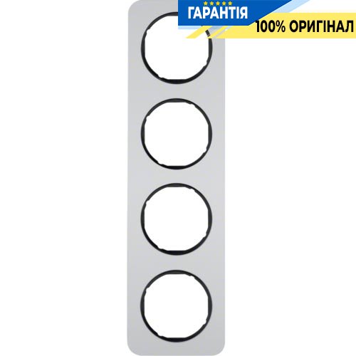 Рамка 4-а алюміній/чорний (глянсовий), R.1, Berker 10142184