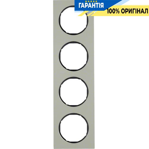 Рамка 4-я нержавеющая сталь/чёрный, R.3, Berker 10142204