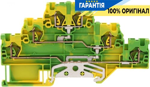 Клема заземлююча пружинна ZIKD 2,5 SV-PE жовто-зелена, DIN-рейка 35 мм, Conta-Clip cc3593.2
