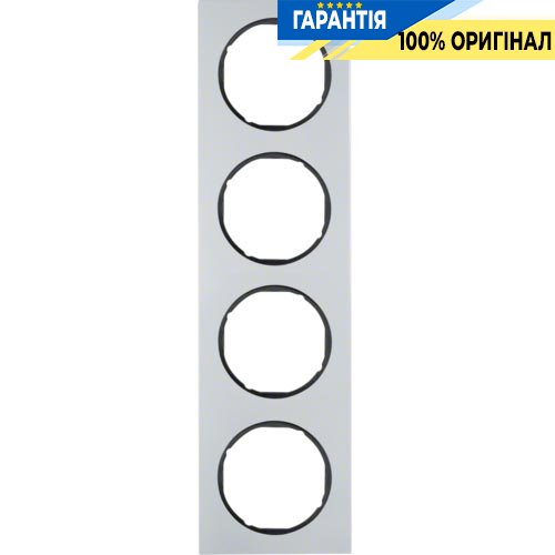 Рамка 4-а алюміній/чорний, R.3, Berker 10142284