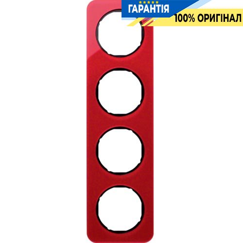 Рамка 4-а червоний прозорий/чорний (глянсовий), акрил, R.1, Berker 10142344