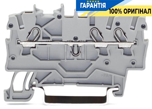 Клема прохідна 3-контактна, 24 AWG, 16 AWG, 1.5 мм², затискач, 18 А Wago 2000-1301