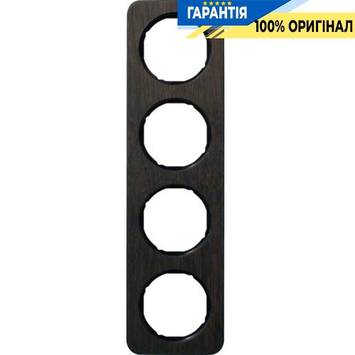 Рамка 4-я дуб/чёрный (глянцевый), дерево, R.1, Berker 10142354