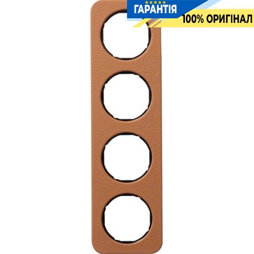 Рамка 4-я коричневый/чёрный (глянцевый), кожа, R.1, Berker 10142364
