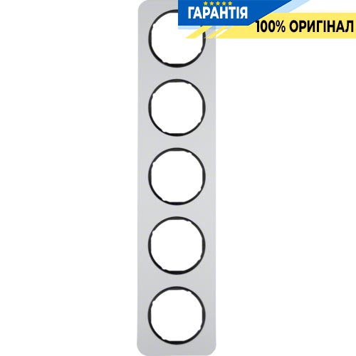 Рамка 5-а алюміній/чорний (глянсовий), R.1, Berker 10152184