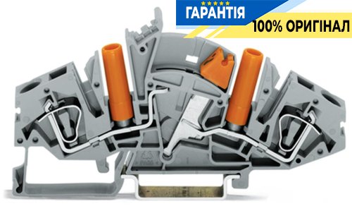Клема 2-провідна поздовжнього включення з розмикачем (сіра) Wago 282-821