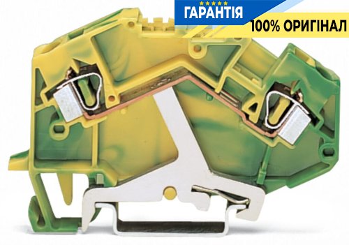 Клемма Wago заземляющая проходная 2-проводная желто-зеленая 4 м² 781-607