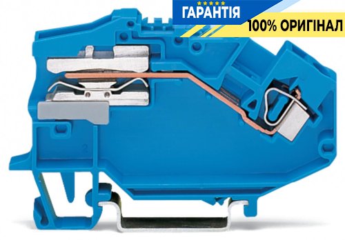 Клема прохідна 1-пер. з підкл. до шини, 0,08 – 4 м 2, синя Wago 781-613