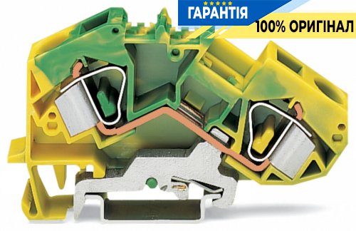 Клемма Wago 783-607 заземления проходная 2-проводная 16 м², желто-зеленая