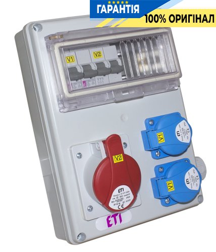 ETI распределительный щит с разъемами EDS11 2-2/3-5 32/16 (Разъем 16A/5P-1,32A/5P-2, Schuko-2, АВ: C16/1-2, C16/3-1, C32/3-2), 4483307