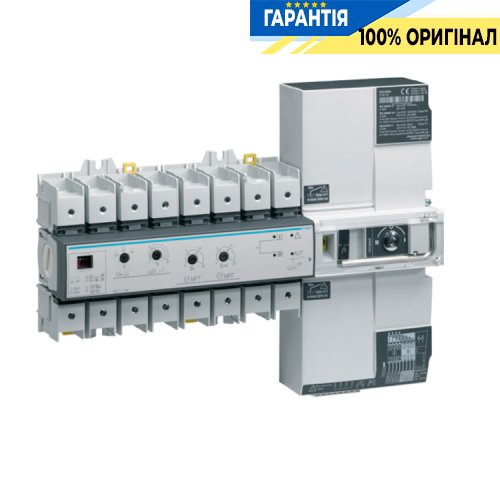 Переключатель АВР I-0-II Т-Г 4 полюса 125А модульный с мотоприводом Hager HIC412A