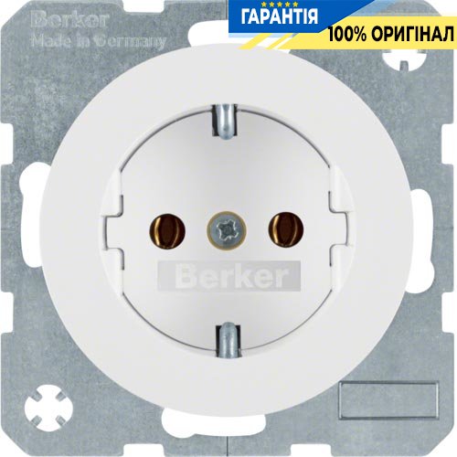 Розетка с заземляющим контактом, 16А/250В, полярная белизна (глянцевый), R.1, R.3, Berker 47432089